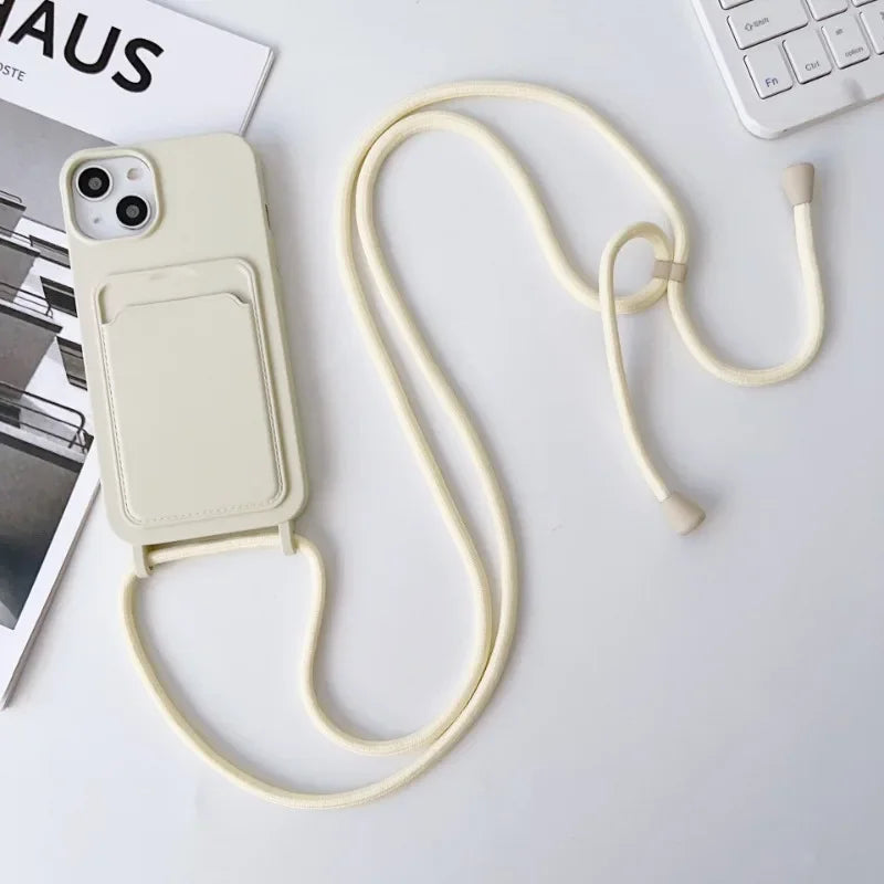 Crossbody Lanyard Card Holder Case for iPhone 17 Air 16 15 14 13 12 Pro Max