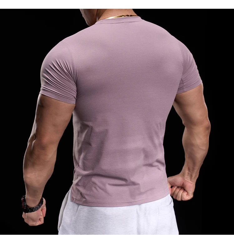 Herren hochelastisches Fitness-Trainings-T-Shirt | Atmungsaktives, eng anliegendes Sport-Laufshirt