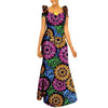 Afrikanisches langes Maxikleid für Damen |Kurzarm-Kleid aus Ankara-Stoff