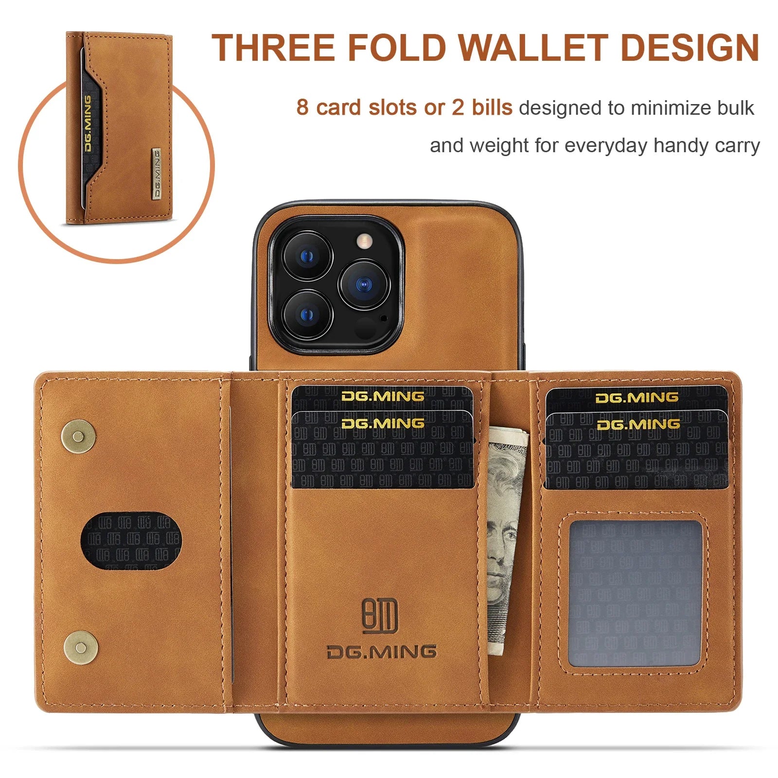 2-in-1 Detachable Magnetic Wallet Case for iPhone 17 16 15 14 Pro Max