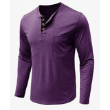 Europäische und amerikanische Herren Langarm Rundhals-T-Shirts Amazon Herren Base Layer Top Außenhandel Herren T-Shirt Henry-Kragen