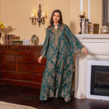 Perlenbesetzter muslimischer Abaya für Damen | Elegante Jalabiya mit Stehkragen und marokkanisches Partykleid
