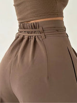 Women’s Y2K Wide Leg Long Pants – Elegant High Waist Double Drawstring Baggy Trouser