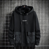 Men’s Hip Hop Streetwear Hoodie – Spring Autumn Black & Grey Sweatshirt