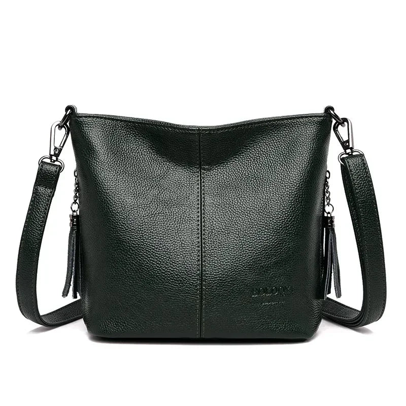 Luxuriöse Quasten-Leder-Umhängetasche | Hochwertige Damen-Beuteltasche