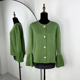 Gerippte Patchwork-Strickjacke für Damen – Locker sitzende Langarm-Strickjacke in Uni