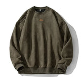 Herren Wildleder-Pullover-Sweatshirt – Retro-Baggy-Rundhals-Oberteil
