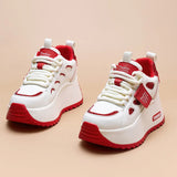Women’s Leather Hidden Heel Sneakers – 7cm (3 Inch) Platform Wedge Shoes