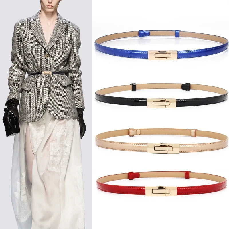 Der „Perfect Fit“ Skinny Gürtel: Verstellbarer Ledergürtel für Damen – Elegante goldene Schnalle