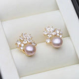 Echte Süßwasserperlen-Ohrringe für Damen – Ohrstecker mit natürlicher Perlenblume