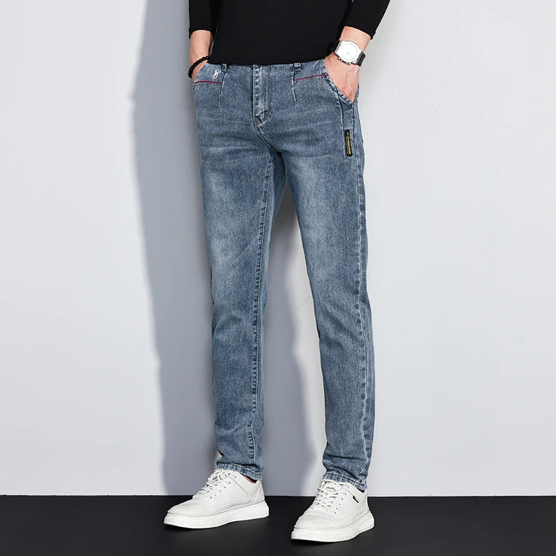 Herren Slim Fit Stretch Jeans | Vintage Korean Style Straight Denim