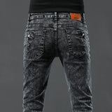 Vintage Snowflake Wash Jeans | Men's Designer Korean Fashion Slim Denim