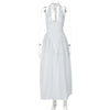 Women’s Sexy Backless Deep V-Neck Maxi Dress – Spliced Halter Sleeveless Dress