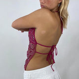 Y2K Pailletten-Cami-Top für Damen – Ärmelloses Tanktop mit Perlen und Strasssteinen
