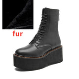 Damen-Stiefeletten aus echtem Leder – Kurzschaftstiefel mit Plateauabsatz