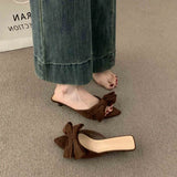 Elegante Damen Pantoletten mit Schmetterlingsknoten und niedrigem Absatz – Modische offene Party-Pumps