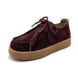Women’s Genuine Leather Suede Loafers – British Style Lace-Up Oxford Shoes
