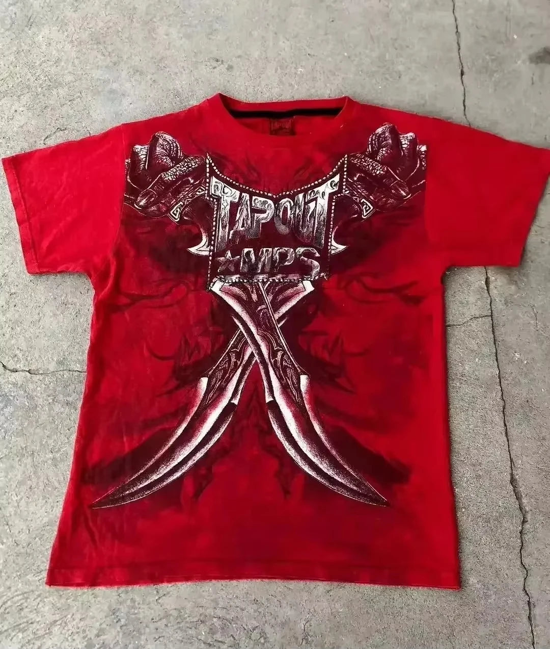 Herren Y2K Gothic Affliction T-Shirt – Baumwoll-T-Shirt mit dunklem Flügelprint