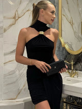 Women’s Gold Ring Sleeveless Off-Shoulder Top – High Elasticity Fashion Slim Vest