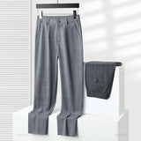 Klassische Herren-Arbeitshose mit Karomuster – Slim Fit Stretch-Businesshose