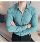 Men’s High Elasticity Seamless Shirt – Top Quality Long Sleeve Slim Fit Casual Shirt