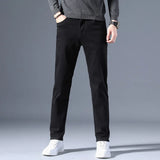 Classic Men's Straight Jeans | Streetwear Soft Black & Blue Denim Pants