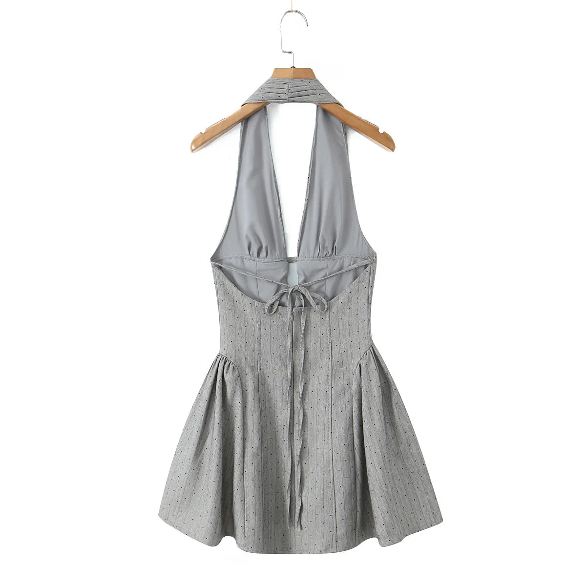 Sexy Damen Mode Rückenfreies Neckholder Kleid – Niedrig Tailliertes A-Linien Minikleid