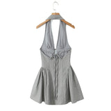 Sexy Damen Mode Rückenfreies Neckholder Kleid – Niedrig Tailliertes A-Linien Minikleid