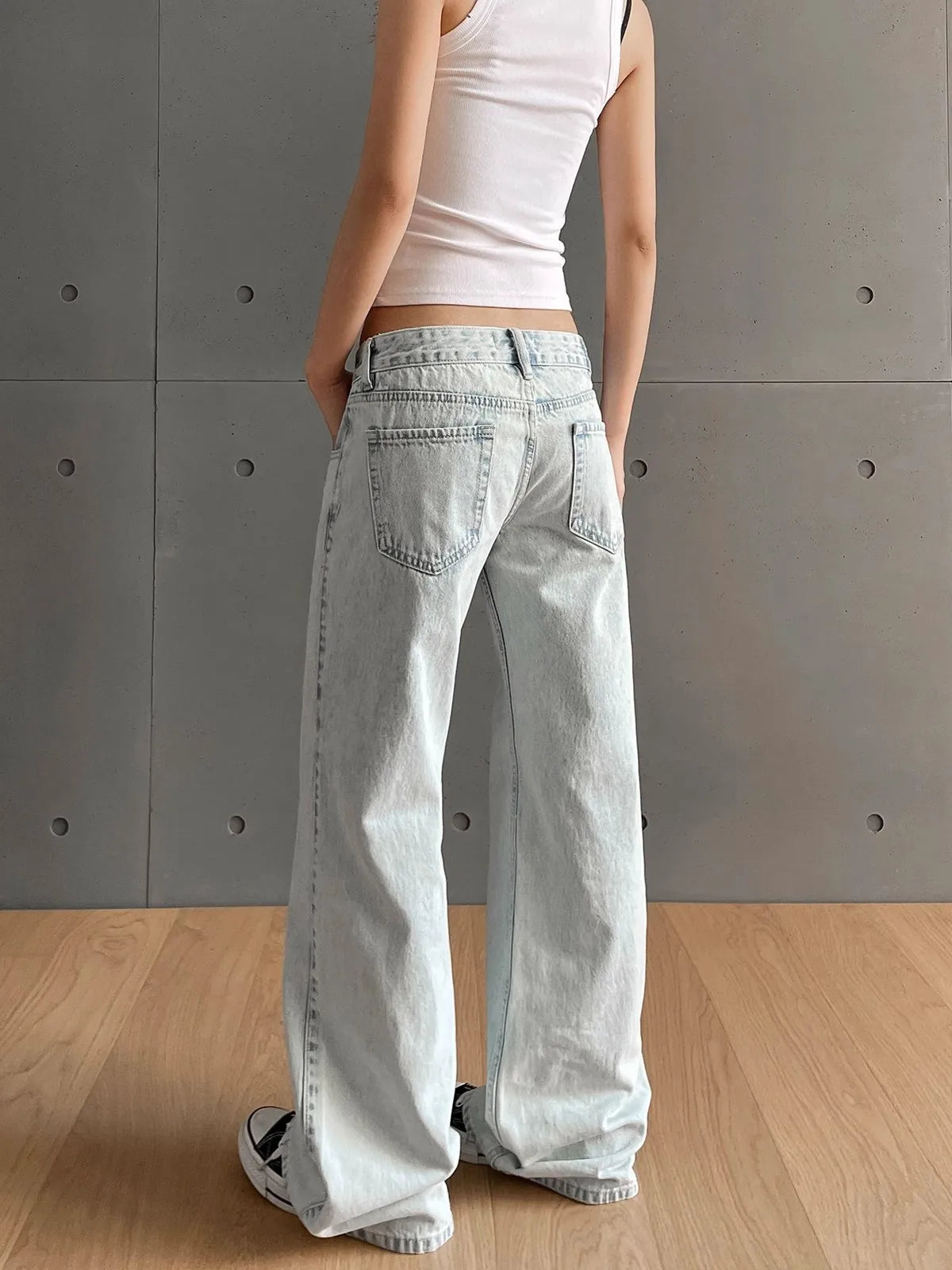 Women’s Y2K Vintage Low-Waist Jeans – Retro Washed Denim Trousers