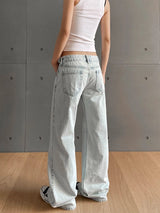 Women’s Y2K Vintage Low-Waist Jeans – Retro Washed Denim Trousers