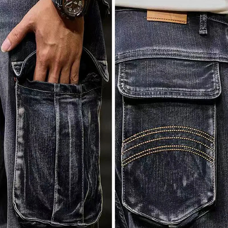 Men's High Street Oversized Cargo Jeans | American Vintage Loose Fit Denim