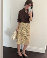 Women’s Fashion Snake Pattern Straight Skirt – High-Waist Slim Long Skirt