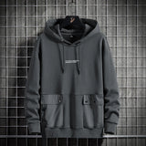 Men’s Hip Hop Streetwear Hoodie – Spring Autumn Black & Grey Sweatshirt