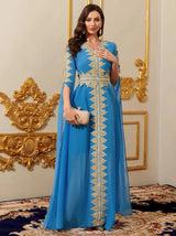 Eid Partykleid für Frauen – Luxuriöse Abaya Muslim Maxi – Langärmeliger Ramadan Kaftan Robe