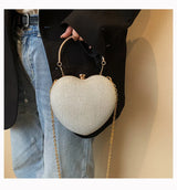 Luxury Heart-Shape Metal Evening Clutch | Shiny Fashion Chain Shoulder Bag