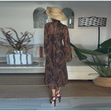 Damen lässiges Maxikleid mit Blumenprint und Schluppenkragen – Elegantes Langarmkleid