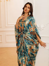 Die „Mosaic“ Gala Abaya – Bedruckte V-Ausschnitt Party Jalabiya – Boutique Ramadan Print Kaftan