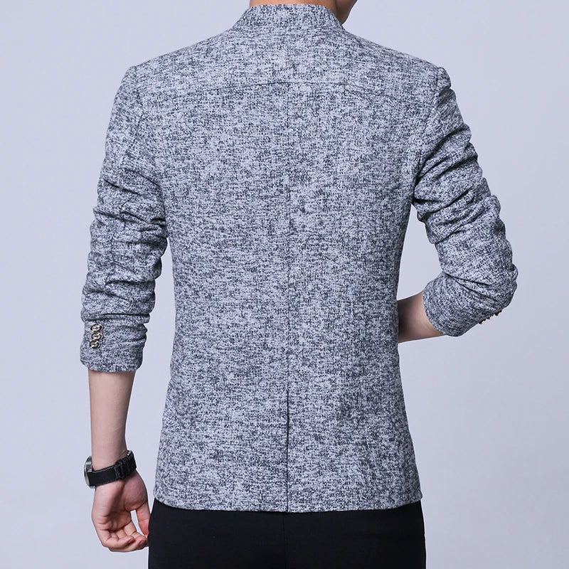 Der Seoul Heritage Blazer: Karierter Herrenanzug im koreanischen Stil – Winterliche, mit Fleece gefütterte, verdickte Jacke