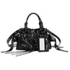 The Noir-Rebel Silhouette Retro Pleated Motorcycle Bag