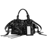 The Noir-Rebel Silhouette Retro Pleated Motorcycle Bag