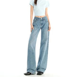 Women’s Y2K Vintage Low-Waist Jeans – Retro Washed Denim Trousers