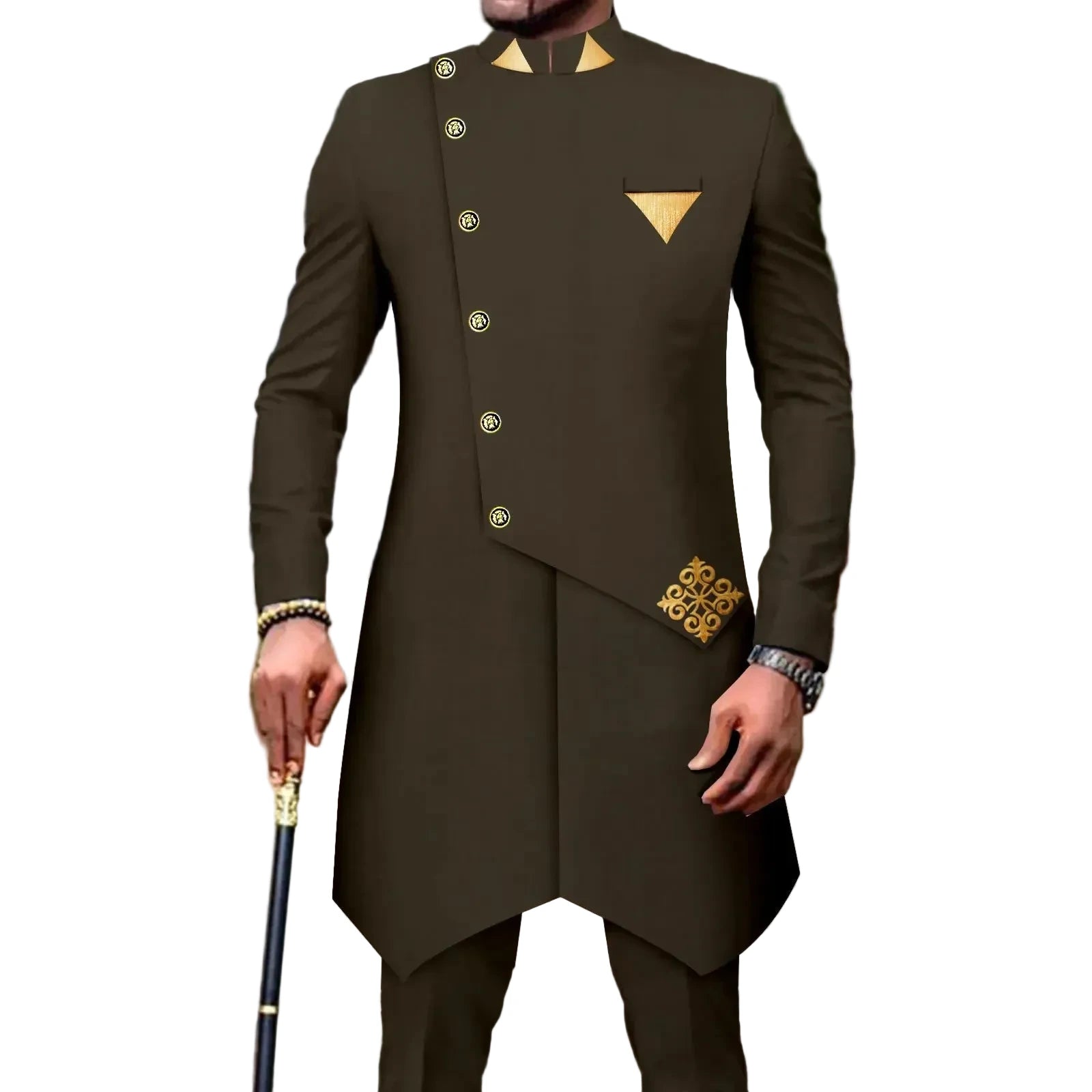 Herren einreihiger Blazer und Hosen Set, traditionelles Dashiki Hochzeitsoutfit