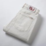 Herren Klassische Weiße Straight Jeans | Modische Lässige Soft Stretch Denim