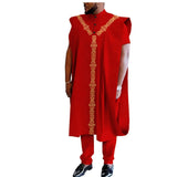 Afrikanisches 3-teiliges Set für Herren: Dashiki-Mantel, Kurzarmhemd und Ankara-Hose