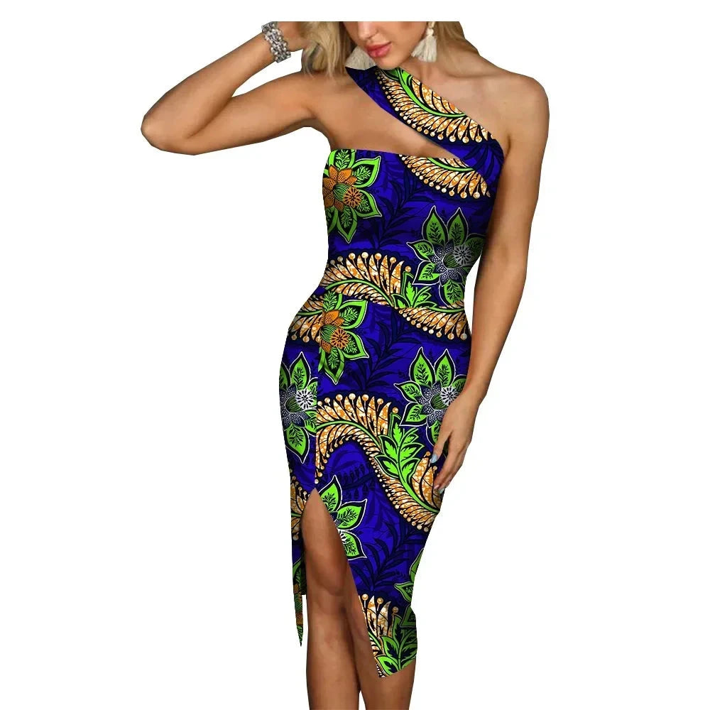 African Sleeveless Sexy Club Women’s Ankara Print Strap Dress