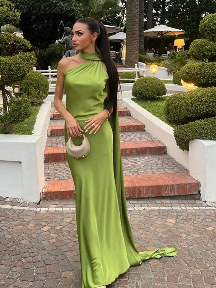 Sexy Satinband Neckholder Partykleid – Elegantes rückenfreies Abendkleid für Damen