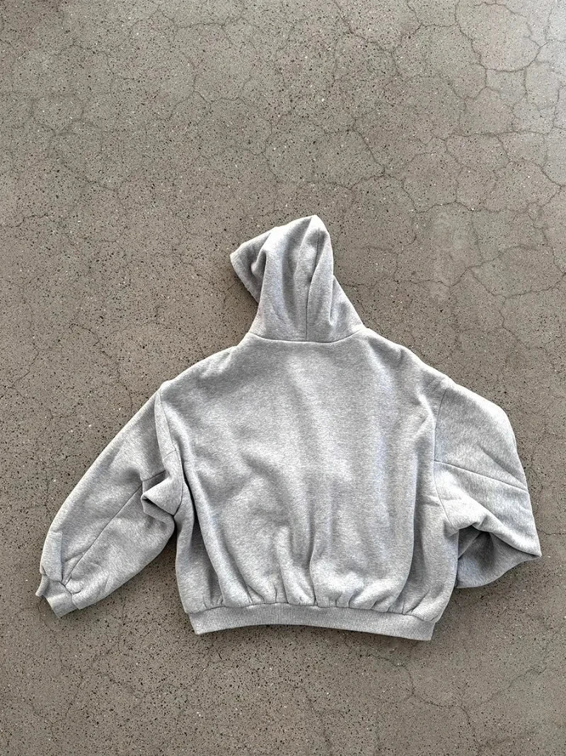 Men’s Reversible Zip-Up Hoodie – Oversized Plaid Lined Streetwear, Solid Color Retro Sweatshirt