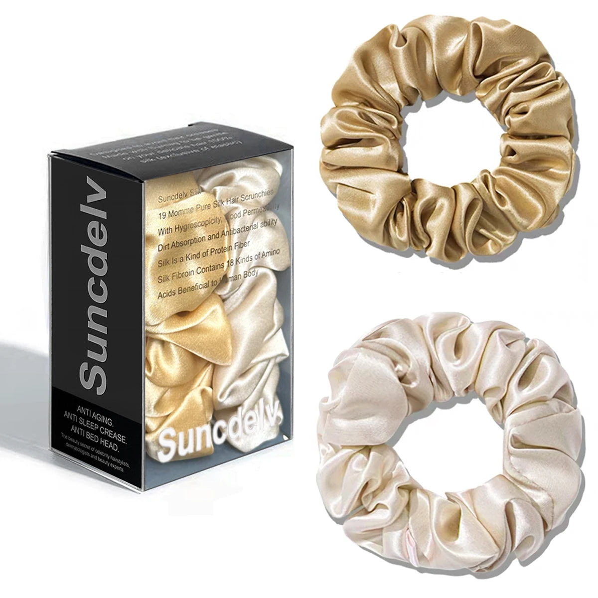 The "Silk-Glow" Duo: 2Pcs Pure 22 Momme Natural Silk Scrunchies