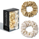The "Silk-Glow" Duo: 2Pcs Pure 22 Momme Natural Silk Scrunchies
