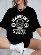 The Hawkins 1983 Essential Tee: Oversized Vintage Print Cotton T-Shirt
